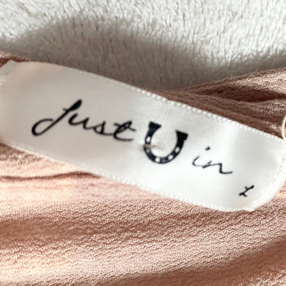 JUST U IN Womens Pullover-Over Mini Dress Back-Keyhole Sleevesless Sz LargePeach - Picture 10 of 11